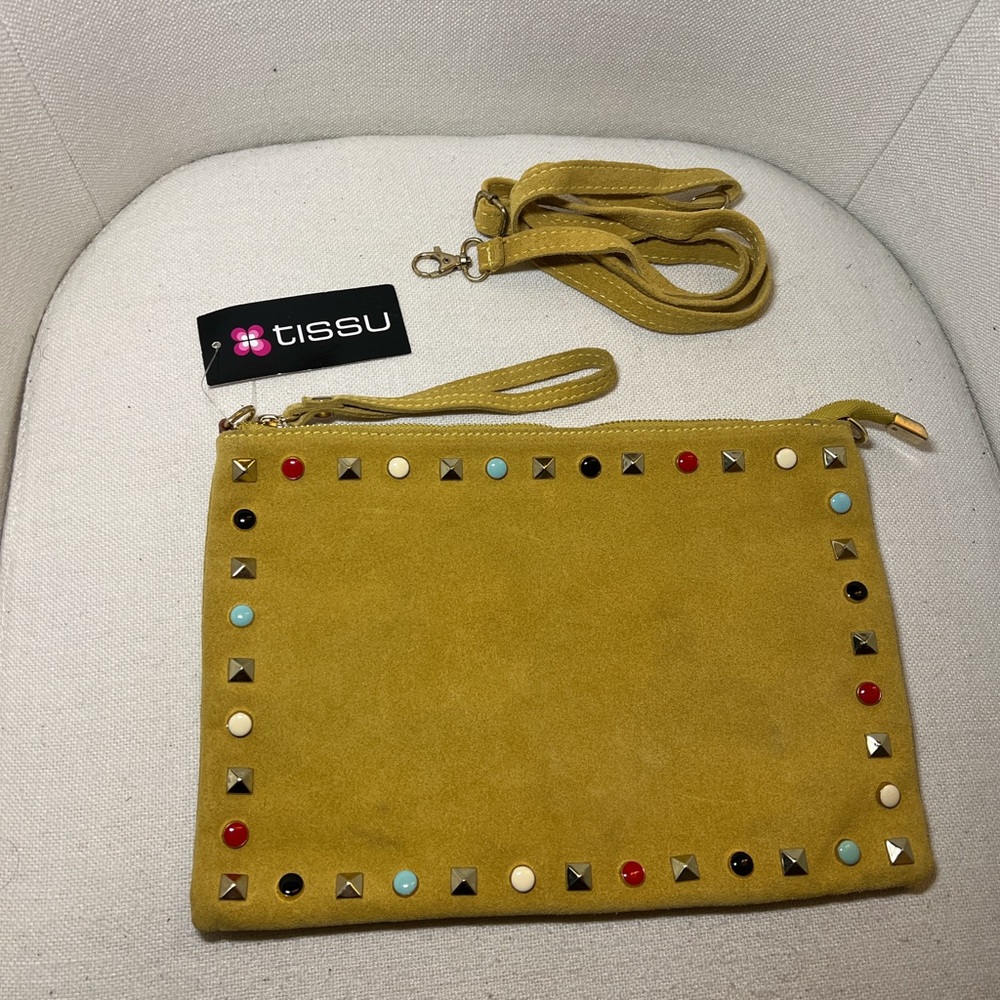 Mustard Studded Women's Clutch